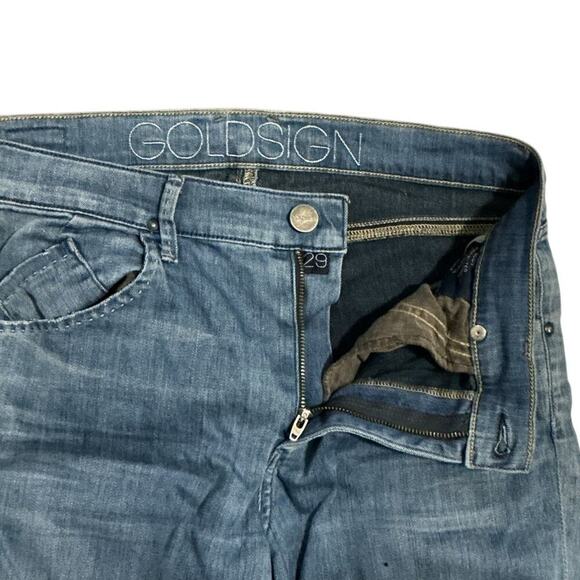 GoldSign Mid Rise Wide Leg Jeans Women’s M Blue Light Wash Cropped Distressed 29 - Picture 8 of 16